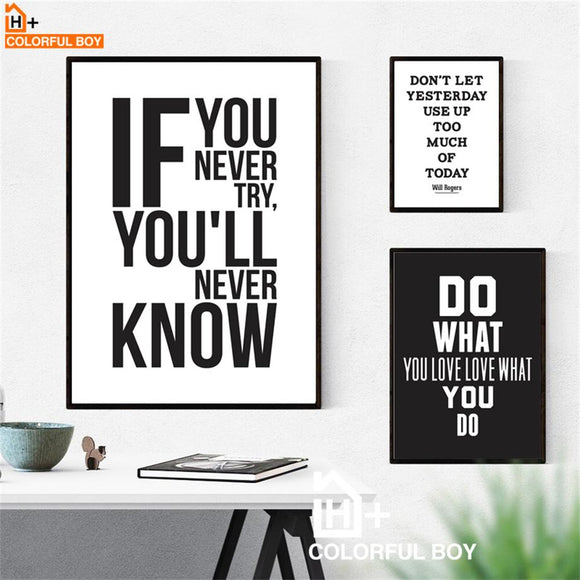 Motivational Inspiring Quotes Wall Art Canvas Painting Nordic Posters And Prints Black White Wall Pictures For Living Room Decor
