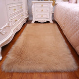 Long Hair Solid Carpet  Living Room Deco Artificial Skin Rectangle Fluffy Mat Pad Anti-Slip Chair Sofa Cover Plain Area Rugs