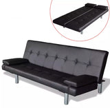 Adjustable Sofa bed with 2 Pillows Synthetic Leather