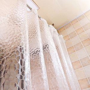 Waterproof 3D Thickened Transparent Shower Curtain Multi-Size With Hooks