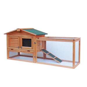 61" Waterproof Two-tier Wooden Rabbit Hutch Cage Chicken Coop