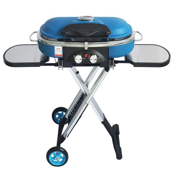 Integrated Portable Trolley BBQ Grill with Gas Stove