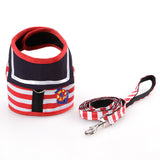 Adjustable Dog Collar Harness Leash Creative Navy Suit Style Chest Strap Secure Traction Rope for Small Medium Dogs Cats