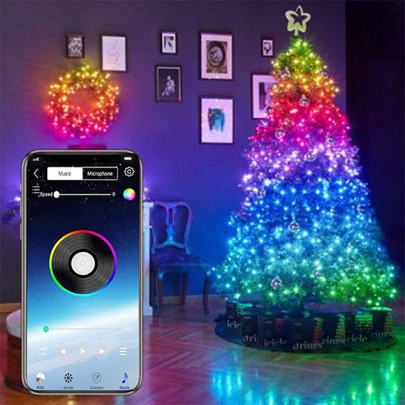 Christmas Tree Decoration LED String Lights Smart Bluetooth Personalized RGB String Lights Customized App Remote Control Lights