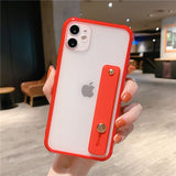 Wrist Strap Candy Color Phone Case For iPhone 12 SE2020 11 11Pro Max XR XS Max X 6S 7 8 Plus Shockproof Bumper Transparent Cover