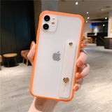 Wrist Strap Candy Color Phone Case For iPhone 12 SE2020 11 11Pro Max XR XS Max X 6S 7 8 Plus Shockproof Bumper Transparent Cover