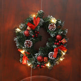 2020 Christmas Wreath With Battery Powered LED Light String Front Door Hanging Garland