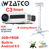 WZATCO C3 New LED Projector Android 10.0 WIFI Full HD 1080P 300 inch Big Screen Proyector 3D Home Theater Smart Video Beamer
