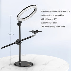 Monopod Mount Bracket with LED Ring Flash Light Lamp Tabletop Stand Tripods with Mobile Phone Holder Overhead shot For Nail art