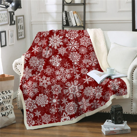 Christmas Blanket For Sofa Car Bed Cover Snowflake Deer Noel Fleece Plush Throw Blanket Warm Winter Kid Children Adult Bedspread