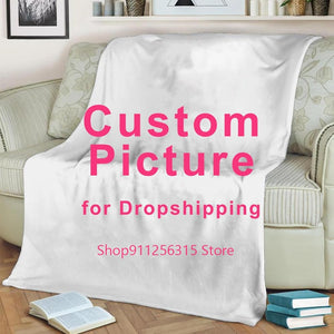 Custom Flannel Throw Blanket Personalized Fleece Blankets for Sofa Gift Customized DIY Dropshipping Print on Demand