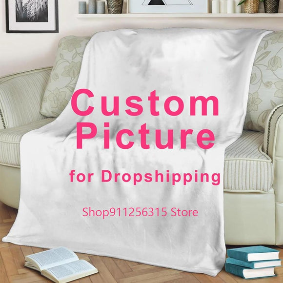 Custom Flannel Throw Blanket Personalized Fleece Blankets for Sofa Gift Customized DIY Dropshipping Print on Demand