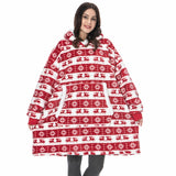 Deer Print Hoodie Sweatshirt Women Fleece Christmas Oversized Hoodies Giant TV Blanket With Sleeves Loose Pullover Xmas Gifts