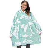 Deer Print Hoodie Sweatshirt Women Fleece Christmas Oversized Hoodies Giant TV Blanket With Sleeves Loose Pullover Xmas Gifts
