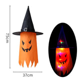 Halloween Decoration LED Flashing Light Gypsophila Ghost Festival Dress Up Glowing Wizard Ghost Hat Lamp Decor Hanging Lantern