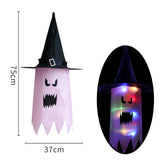 Halloween Decoration LED Flashing Light Gypsophila Ghost Festival Dress Up Glowing Wizard Ghost Hat Lamp Decor Hanging Lantern