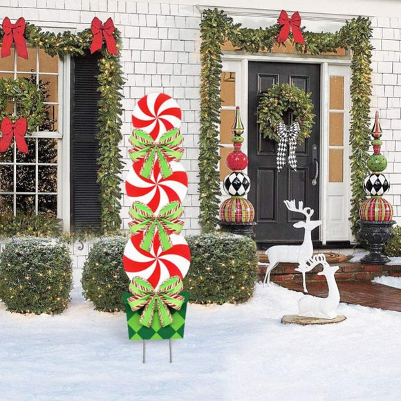 Yard Signs Stakes Christmas Decorations Snowman Plastic Yard Decor Outdoor Snowman Candy Garden Signs with Stakes