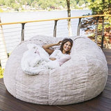 Giant Fur Bean Bag Cover Big Round Soft Fluffy Faux Fur BeanBag Lazy Sofa Bed Cover Living Room Furniture