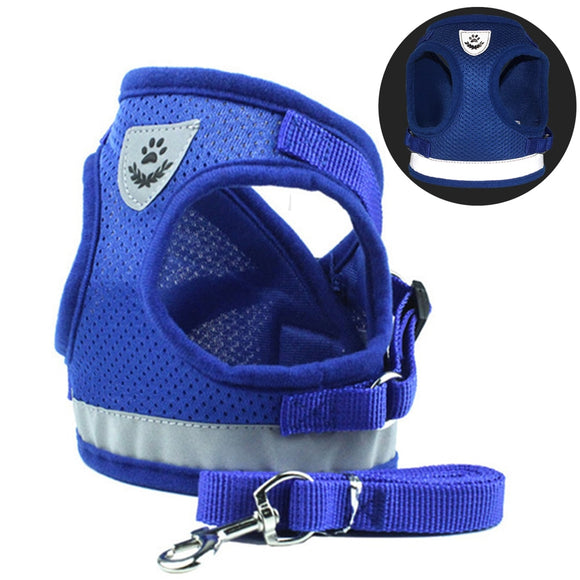 Dog Harness And Leash Set Reflective Breathable Adjustable Vest With Light For Cat Rabbit Small Medium Dogs Supplies XS/S/M/L/XL