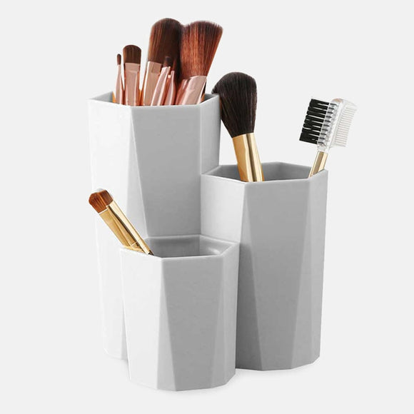 3 Lattices Cosmetic Make-up Brush Storage Box Table Organizer Make Up Tools Pen Storage Makeup Nail Polish Cosmetic Holder Box