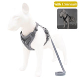 Dog Harness with 150cm Leash Set No Pull No Choke Dog Vest Adjustable Reflective Breathable for Dogs