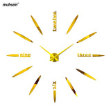 Muhsein 2021 Home Decoration New Wall Clock 3d DIY Mute Wall Clock Acrylic Mirror Sticker  Quartz Watch Free Shipping