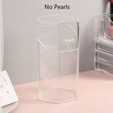 Pearl Cosmetic Brush Holder Transparent Acrylic Cosmetic Brush Container Dustproof Beauty Makeup Tools Organizer Pen Storage Box