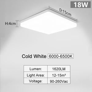 Square Led ceiling lamp for bedroom lighting Neutral white cold white warm white 48W 36W 24W 18W led ceiling light living room